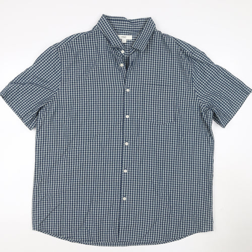 Marks and Spencer Men’s Blue Check Short Sleeve Button Shirt 2XL