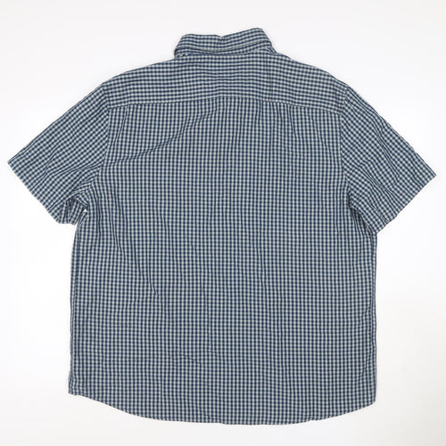 Marks and Spencer Men’s Blue Check Short Sleeve Button Shirt 2XL