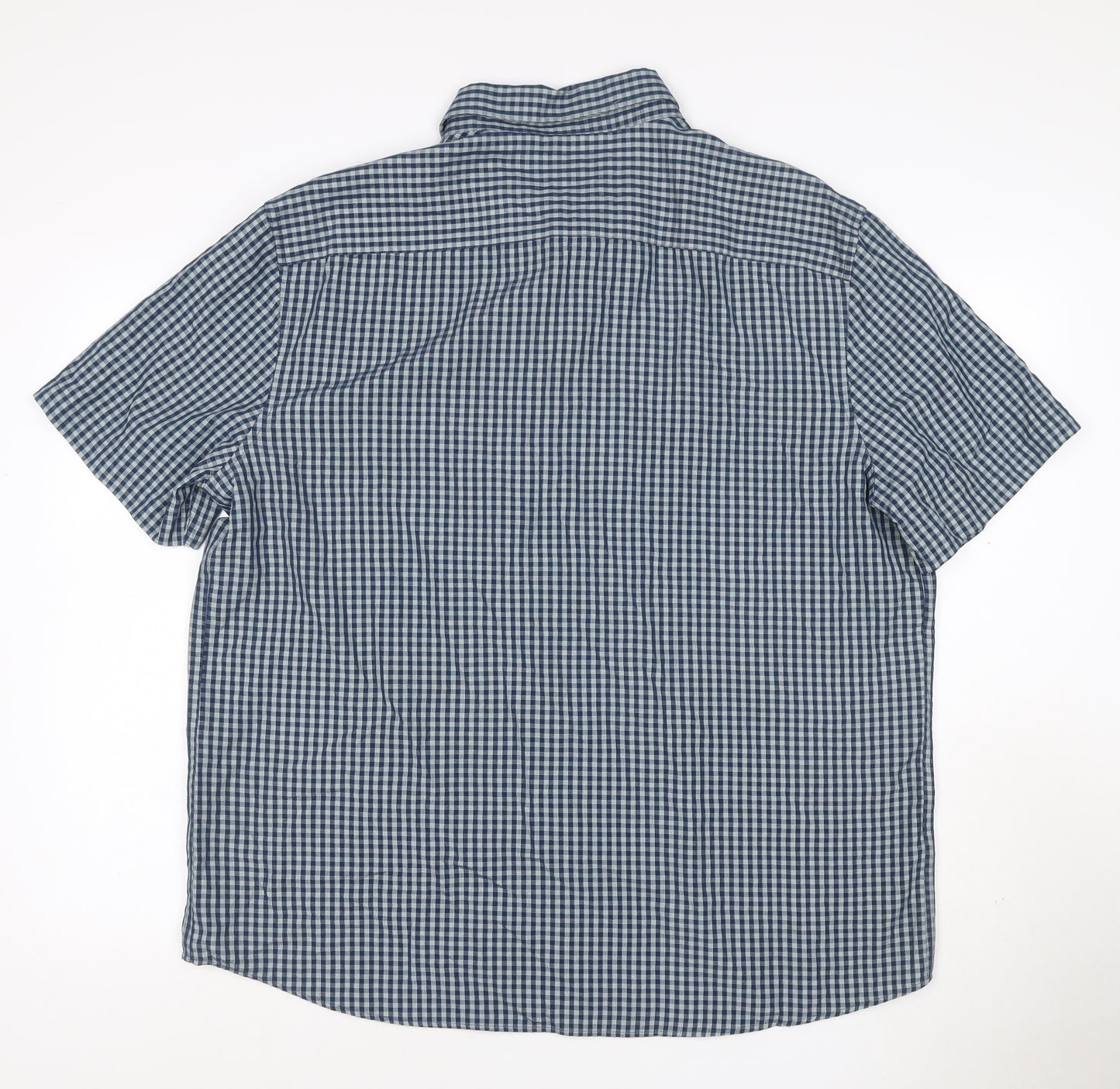 Marks and Spencer Men’s Blue Check Short Sleeve Button Shirt 2XL