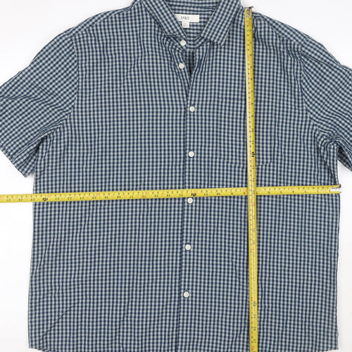 Marks and Spencer Men’s Blue Check Short Sleeve Button Shirt 2XL