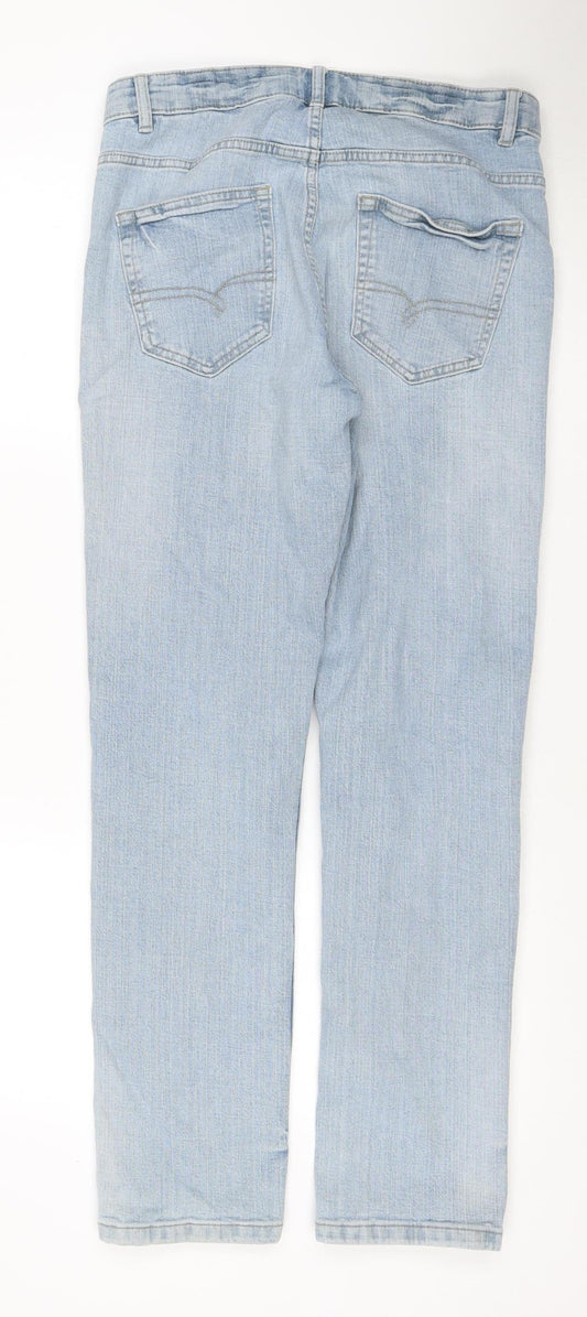 Next Men’s Blue 32R Light Wash Straight Leg Cotton Jeans