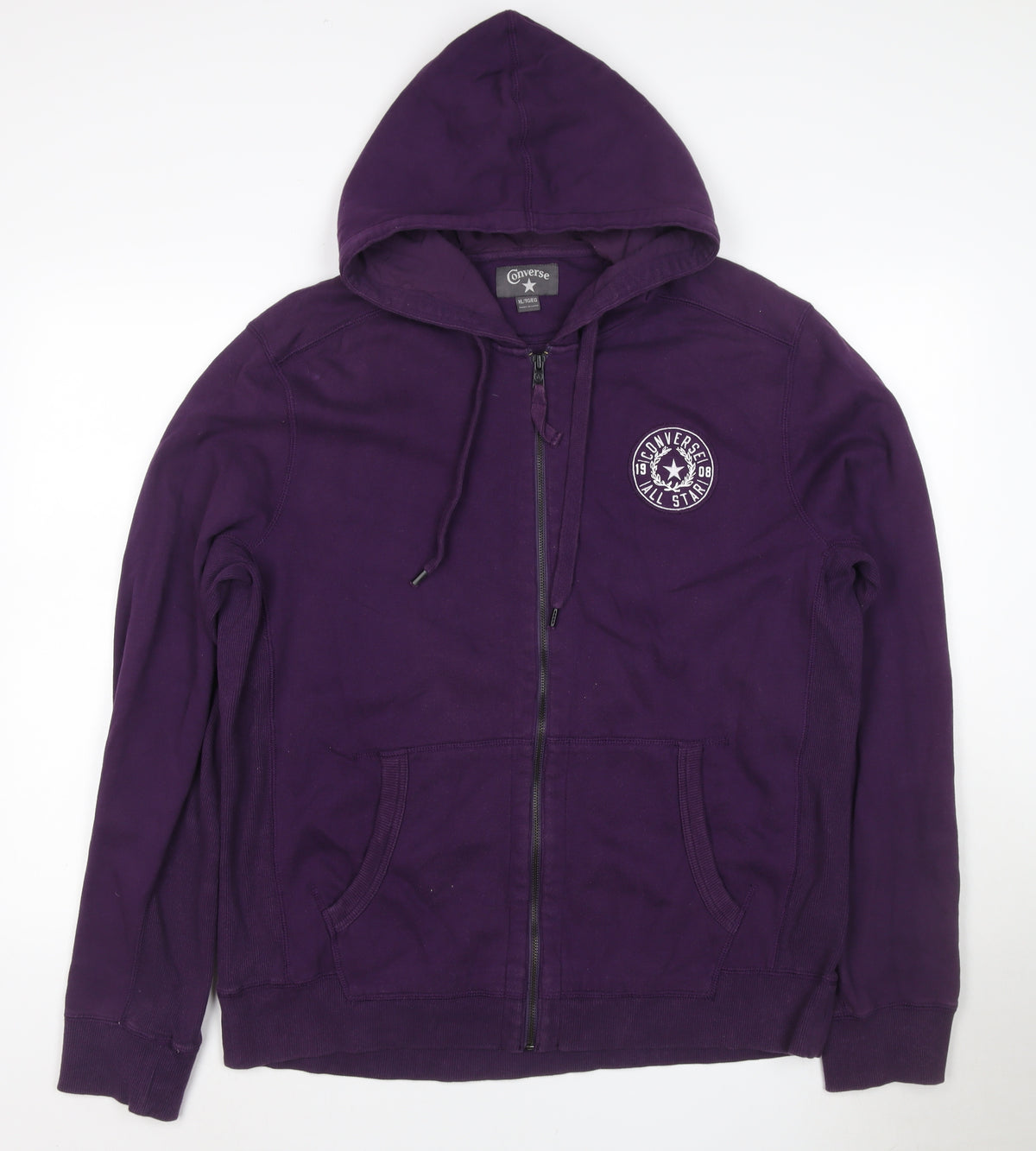 Converse Men’s Purple XL Full Zip Hoodie New York Graphic Logo Pockets