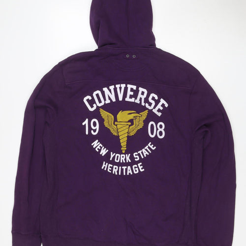 Converse Men’s Purple XL Full Zip Hoodie New York Graphic Logo Pockets