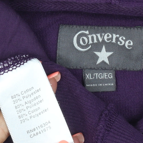 Converse Men’s Purple XL Full Zip Hoodie New York Graphic Logo Pockets
