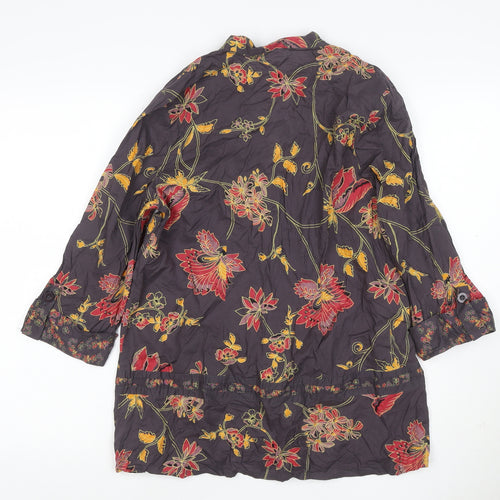Ethe Austin Women’s Black Floral Cotton Tunic Blouse UK 16 Belted