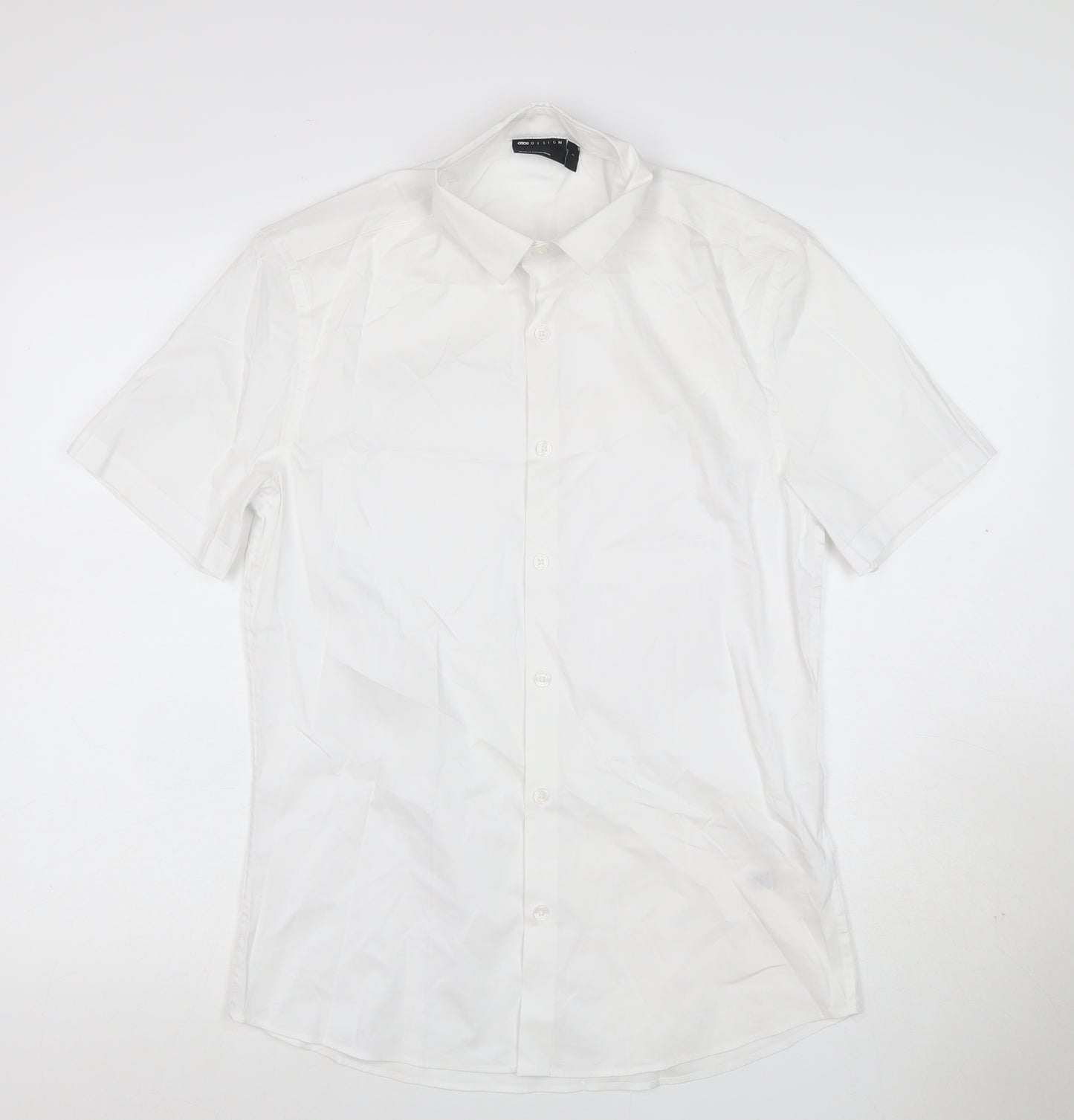 ASOS Design Men’s White XS Short Sleeve Button-Up Point Collar Shirt