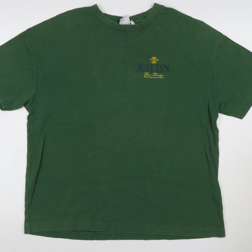Rose London Men's Green M Graphic Logo Cotton Crew Neck T-Shirt