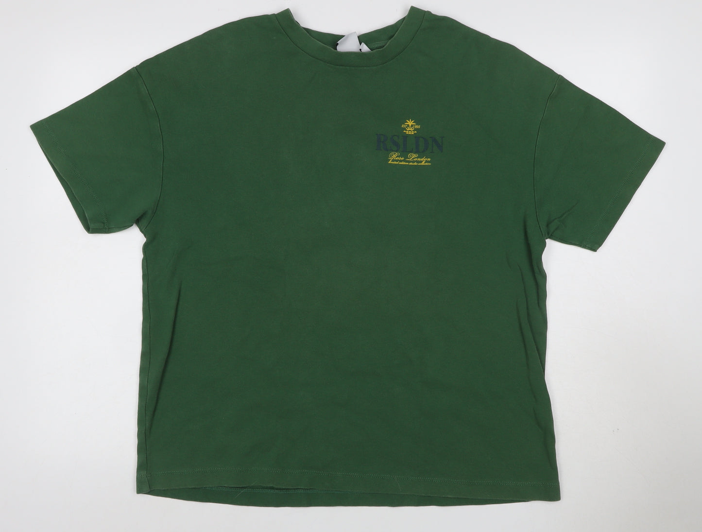 Rose London Men's Green M Graphic Logo Cotton Crew Neck T-Shirt