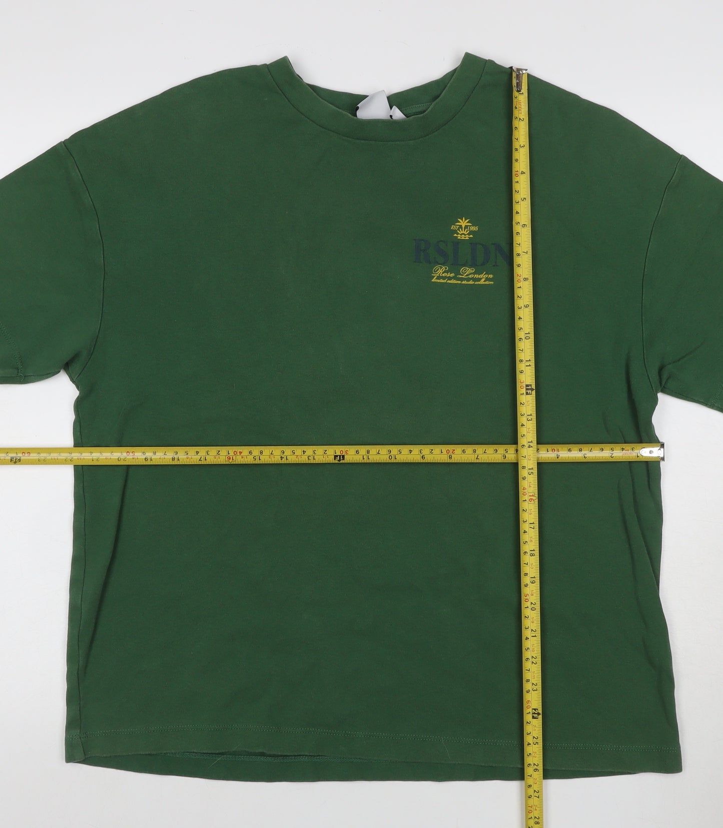 Rose London Men's Green M Graphic Logo Cotton Crew Neck T-Shirt