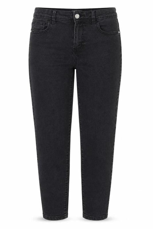Denim Co. Women Black UK 12 Straight Mid Rise Stretch Jeans 5 Pocket