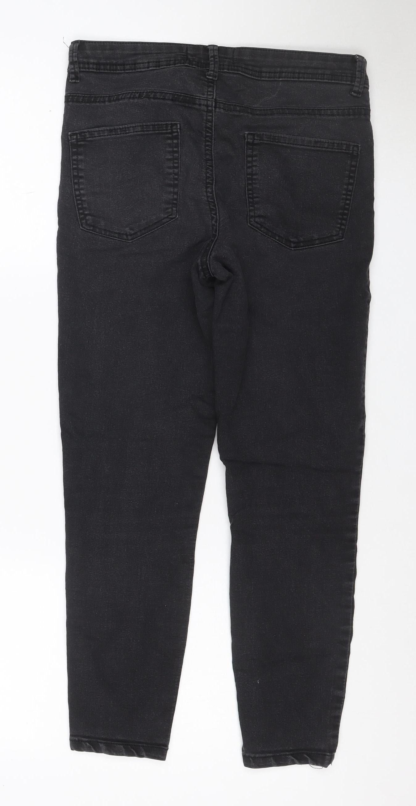 Denim Co. Women Black UK 12 Straight Mid Rise Stretch Jeans 5 Pocket
