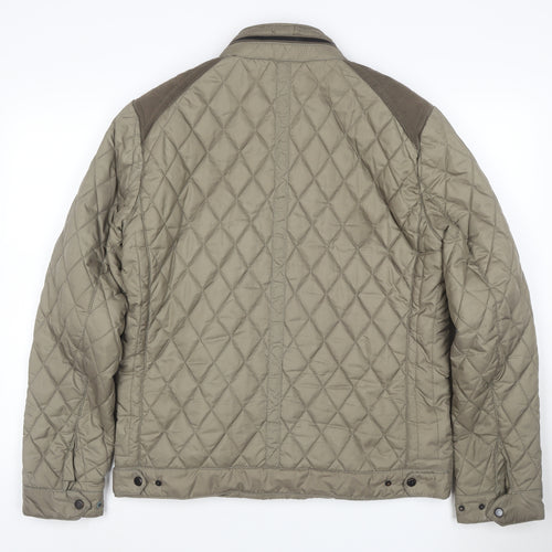 Zara Man Men’s Beige M Quilted Puffer Jacket Zip Pockets