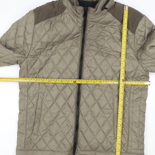 Zara Man Men’s Beige M Quilted Puffer Jacket Zip Pockets