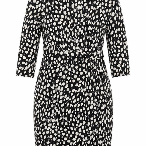 Roman Women Black Animal Print Ruched V-Neck Sheath Dress UK 14