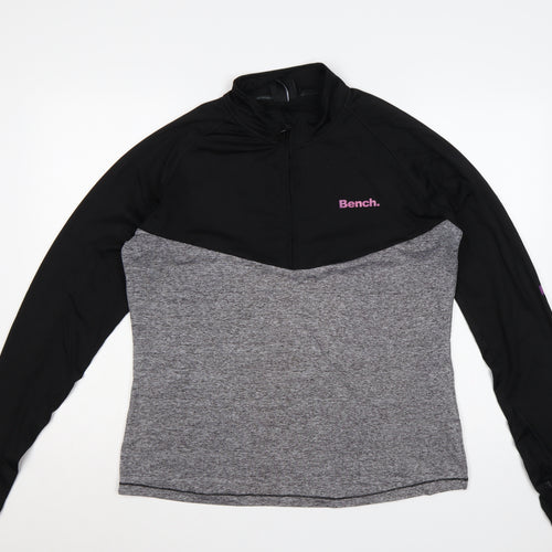 Bench Women’s Black Grey Pink UK 18 XXL 1/4 Zip Colourblock Sweatshirt