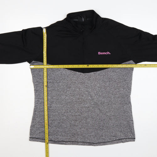 Bench Women’s Black Grey Pink UK 18 XXL 1/4 Zip Colourblock Sweatshirt