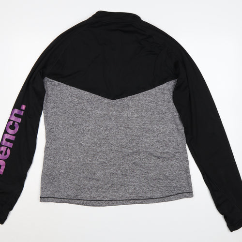 Bench Women’s Black Grey Pink UK 18 XXL 1/4 Zip Colourblock Sweatshirt