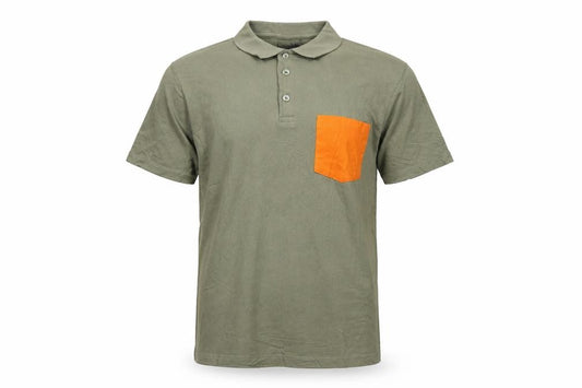 ASOS Men’s Green Orange Pocket Cotton Stretch Polo Shirt M Short Sleeve