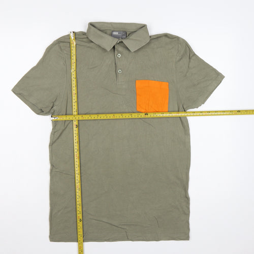ASOS Men’s Green Orange Pocket Cotton Stretch Polo Shirt M Short Sleeve
