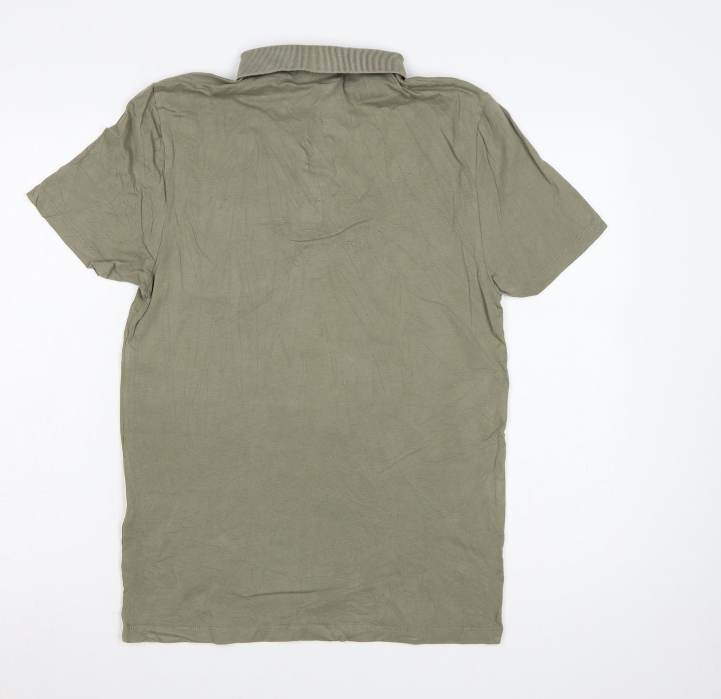 ASOS Men’s Green Orange Pocket Cotton Stretch Polo Shirt M Short Sleeve