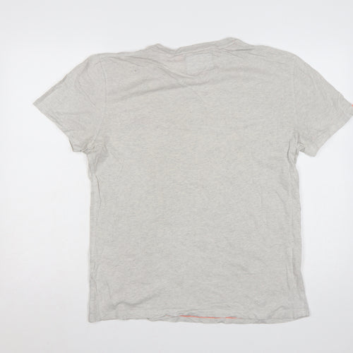 Superdry Men's Grey Large Orange Label Logo Crew Neck T-Shirt