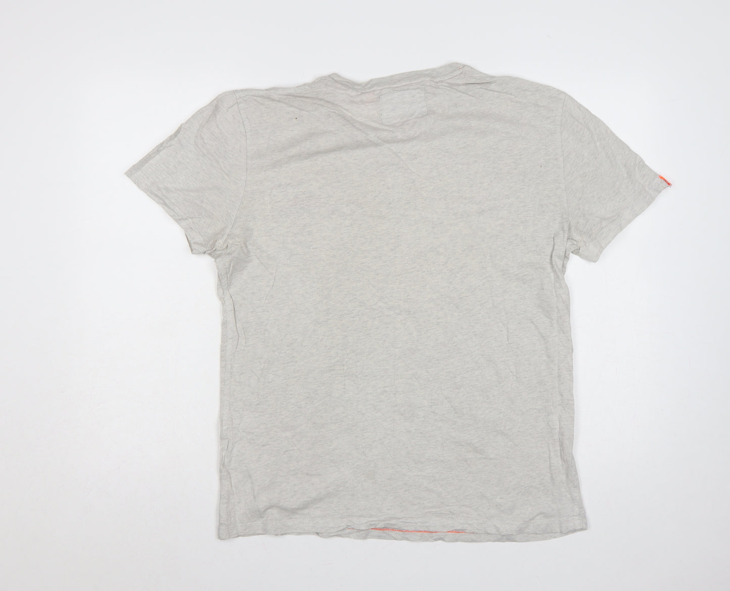 Superdry Men's Grey Large Orange Label Logo Crew Neck T-Shirt