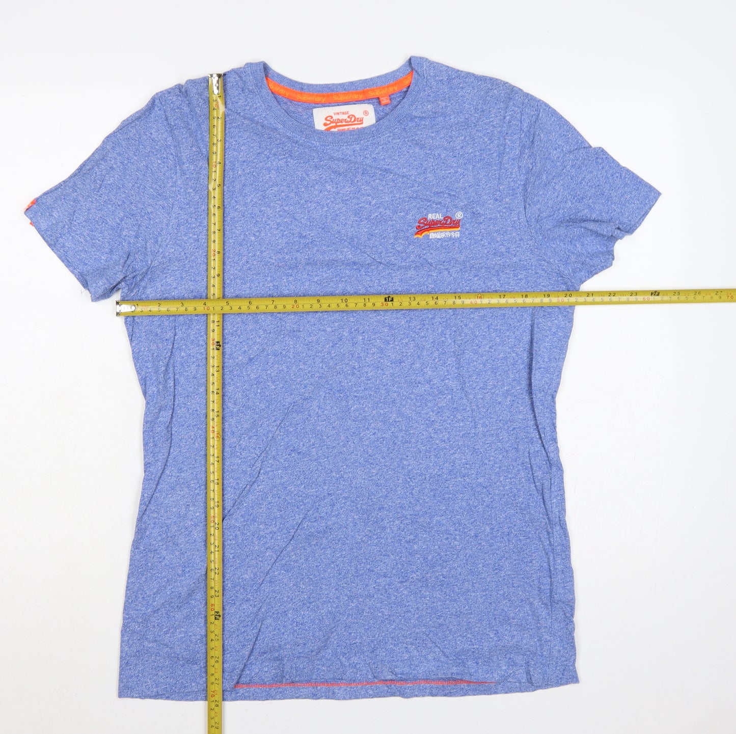 Superdry Men’s Blue XL Vintage Orange Label Logo Crew Neck T-Shirt