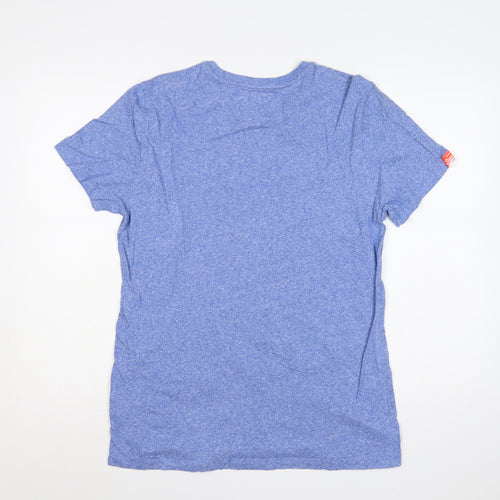 Superdry Men’s Blue XL Vintage Orange Label Logo Crew Neck T-Shirt