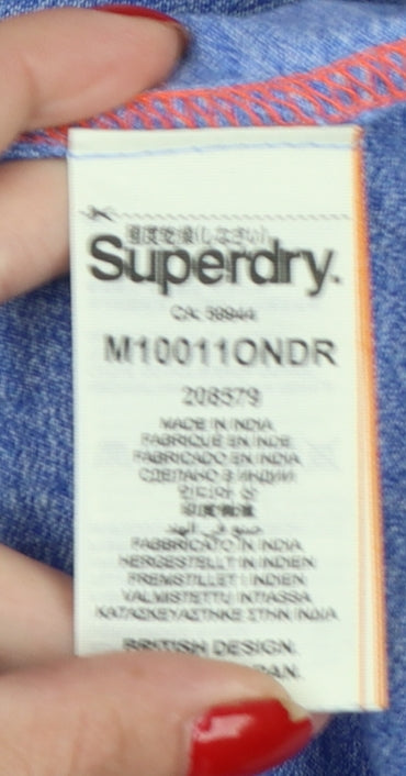 Superdry Men’s Blue XL Vintage Orange Label Logo Crew Neck T-Shirt