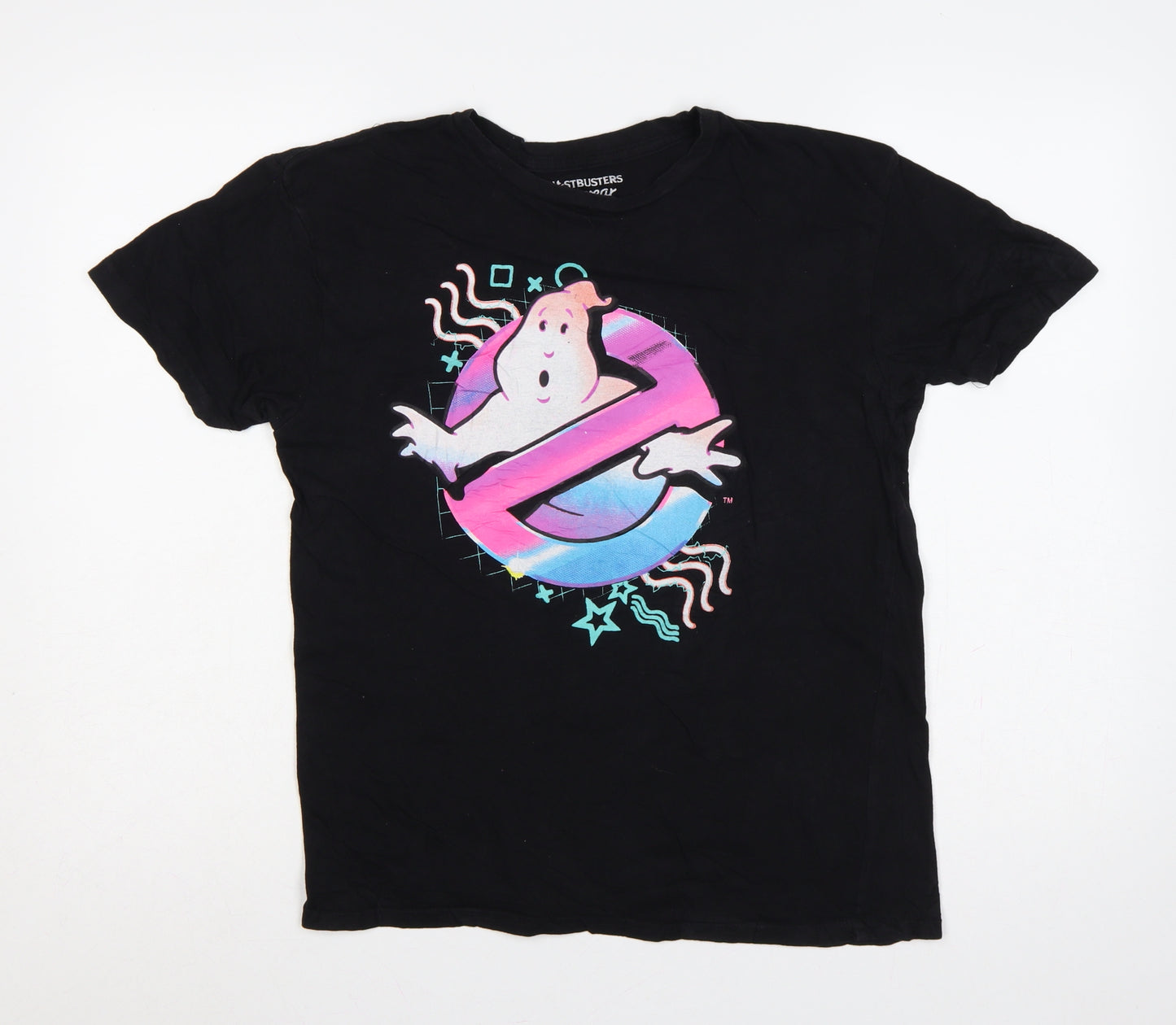 Ghostbusters Unisex Black M Retro Logo Graphic Cotton T-Shirt