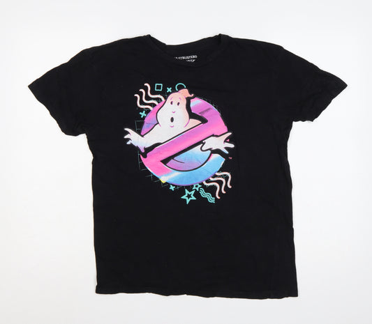 Ghostbusters Unisex Black M Retro Logo Graphic Cotton T-Shirt