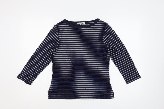 Laura Ashley Women's Blue White UK 14 Striped Jersey 3/4 Sleeve T-Shirt