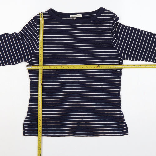 Laura Ashley Women's Blue White UK 14 Striped Jersey 3/4 Sleeve T-Shirt
