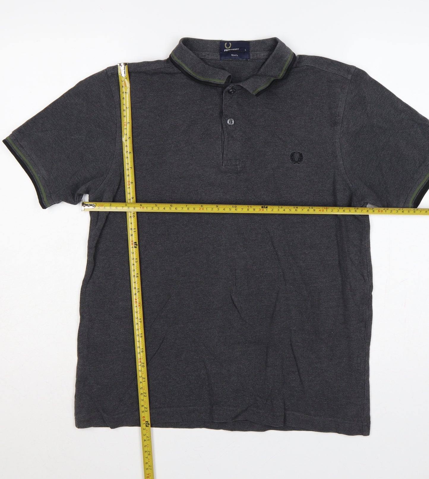 Fred Perry Men's Grey L Slim Fit Cotton Polo Shirt Logo