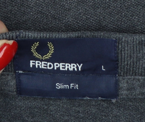 Fred Perry Men's Grey L Slim Fit Cotton Polo Shirt Logo