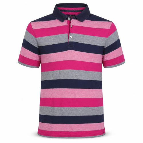 Marks and Spencer Men’s S Pink Striped Cotton Regular Fit Polo Shirt