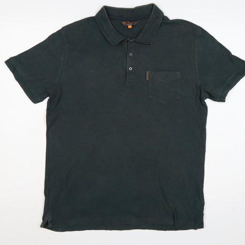 Ben Sherman Men's Dark Green L Cotton Short Sleeve Pocket Polo Shirt