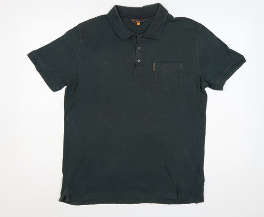 Ben Sherman Men's Dark Green L Cotton Short Sleeve Pocket Polo Shirt