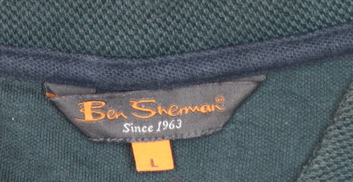 Ben Sherman Men's Dark Green L Cotton Short Sleeve Pocket Polo Shirt