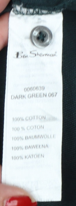 Ben Sherman Men's Dark Green L Cotton Short Sleeve Pocket Polo Shirt