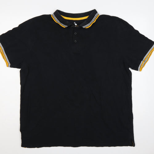 STH Shore Men’s Black 2XL Cotton Polo Yellow Trim Short Sleeve