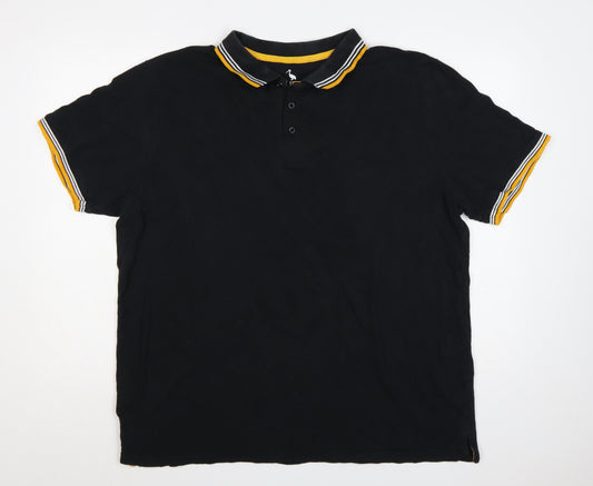 STH Shore Men’s Black 2XL Cotton Polo Yellow Trim Short Sleeve