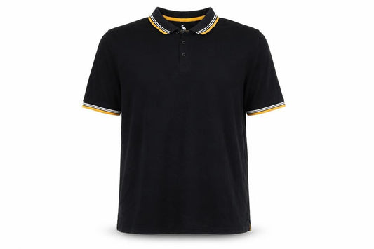 STH Shore Men’s Black 2XL Cotton Polo Yellow Trim Short Sleeve