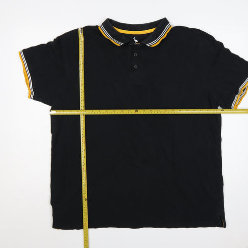 STH Shore Men’s Black 2XL Cotton Polo Yellow Trim Short Sleeve