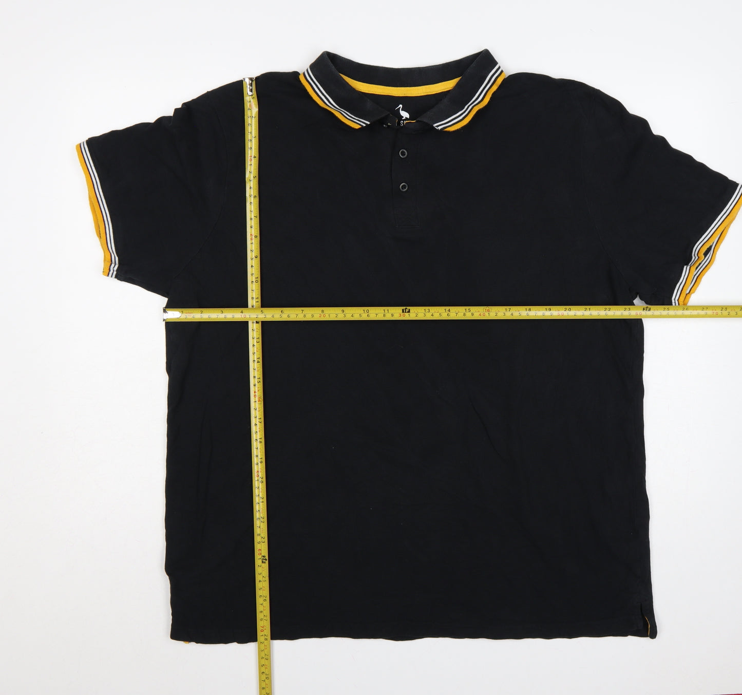 STH Shore Men’s Black 2XL Cotton Polo Yellow Trim Short Sleeve