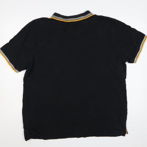 STH Shore Men’s Black 2XL Cotton Polo Yellow Trim Short Sleeve