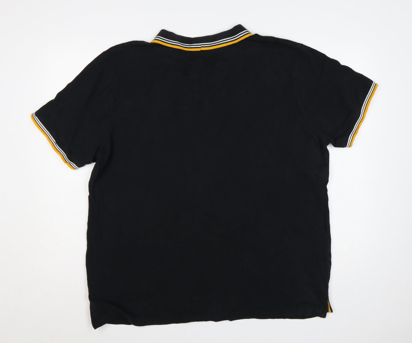 STH Shore Men’s Black 2XL Cotton Polo Yellow Trim Short Sleeve
