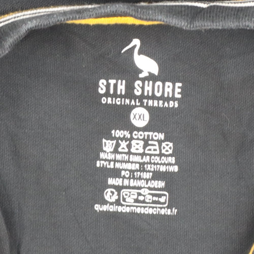 STH Shore Men’s Black 2XL Cotton Polo Yellow Trim Short Sleeve
