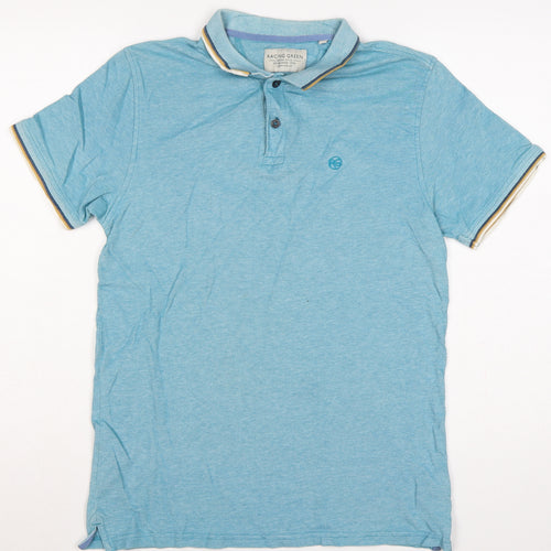 Racing Green Men’s Blue Cotton Polo Shirt Size S Short Sleeve Logo