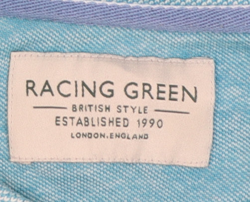 Racing Green Men’s Blue Cotton Polo Shirt Size S Short Sleeve Logo